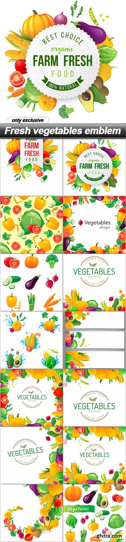 Fresh vegetables emblem - 14 EPS