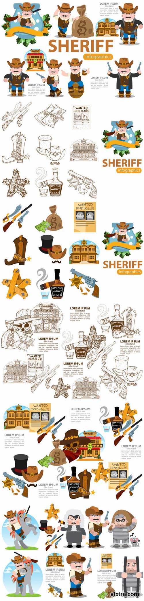 CM - Sheriff. Wild West infographics set. 676538