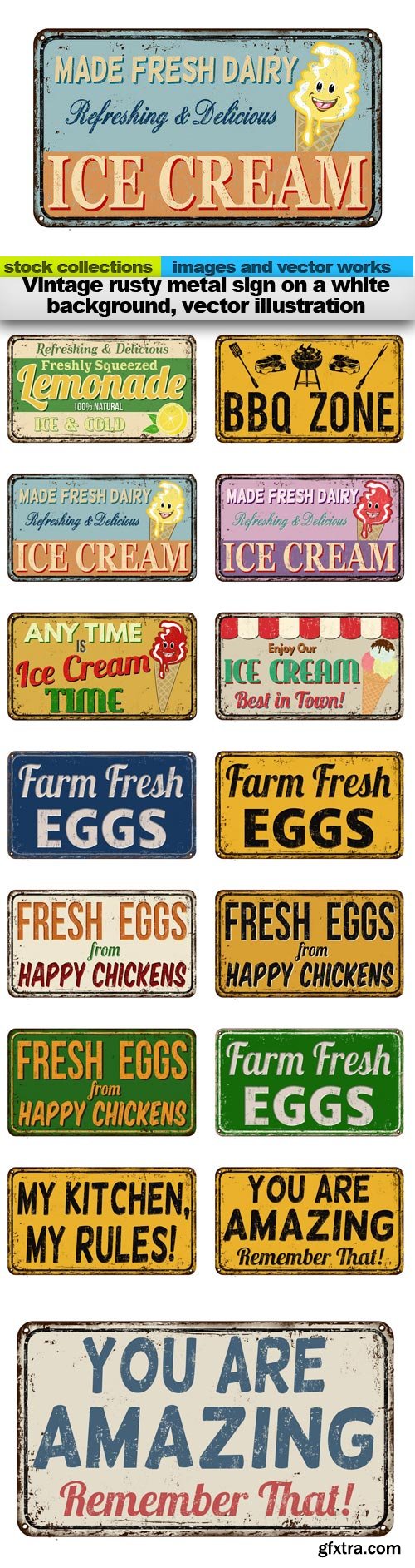 Vintage rusty metal sign on a white background, vector illustration, 15 x EPS