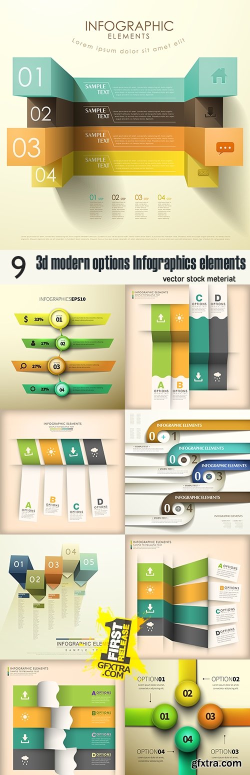 3d modern options Infographics elements