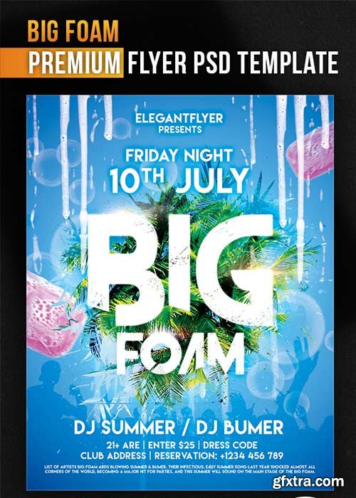 Big Foam Flyer PSD Template + Facebook Cover