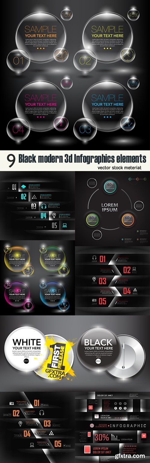 Black modern 3d Infographics elements