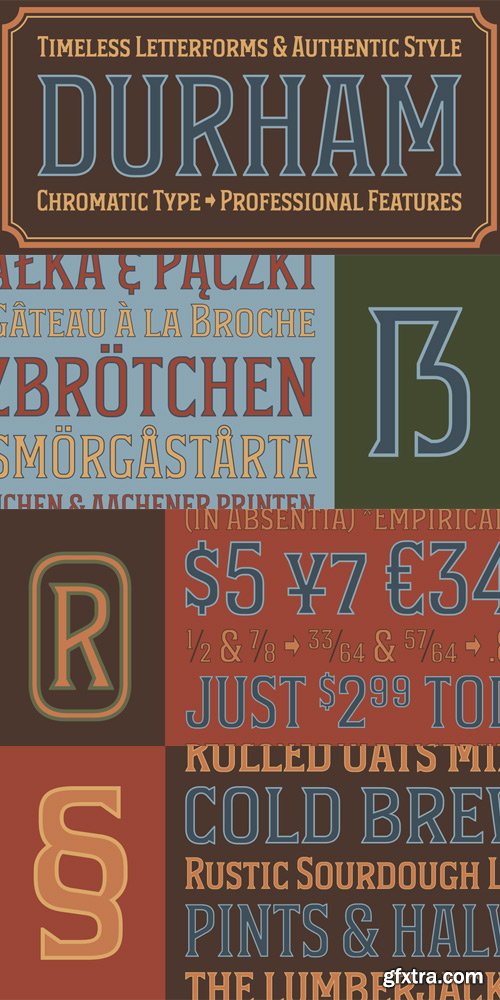 Durham Latin Font Family $60