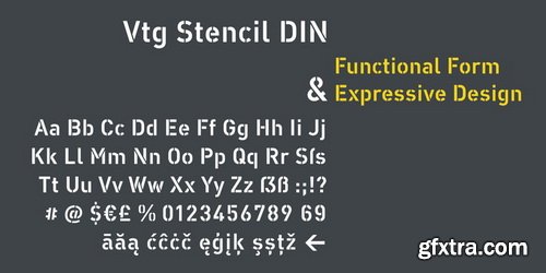 Vtg Stencil DIN Font Family $396