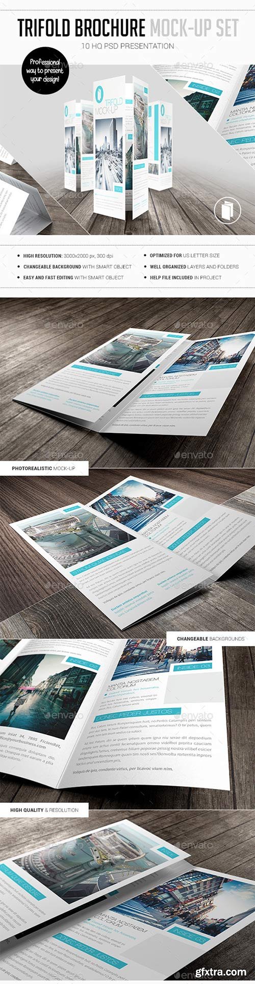 GraphicRiver - Trifold Brochure Mock-Up Set 10475478