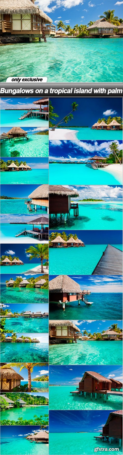 Bungalows on a tropical island with palm - 20 UHQ JPEG