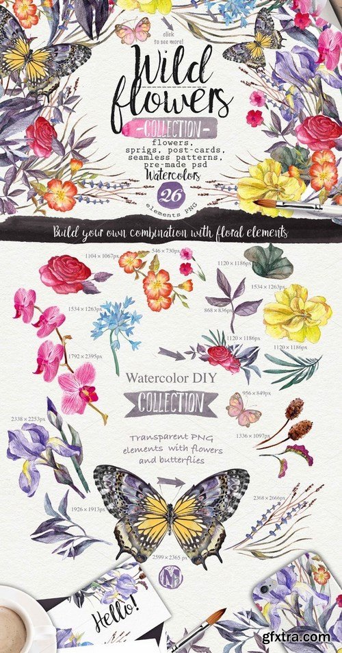 CM - 85%OFF! Wild aquarelle flowers vol.3 690054