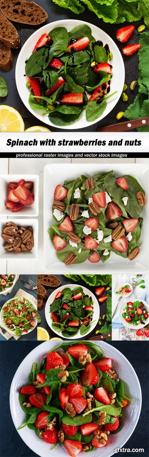 Spinach with strawberries and nuts - 5 UHQ JPEG