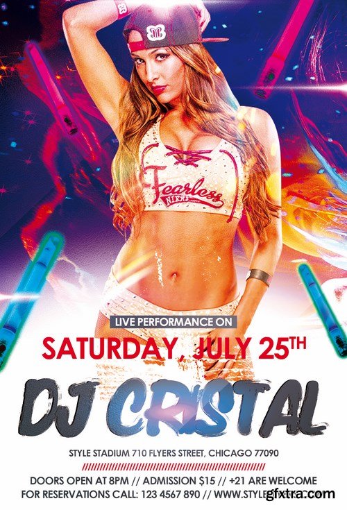 Dj Cristal PSD Flyer Template + Facebook Cover