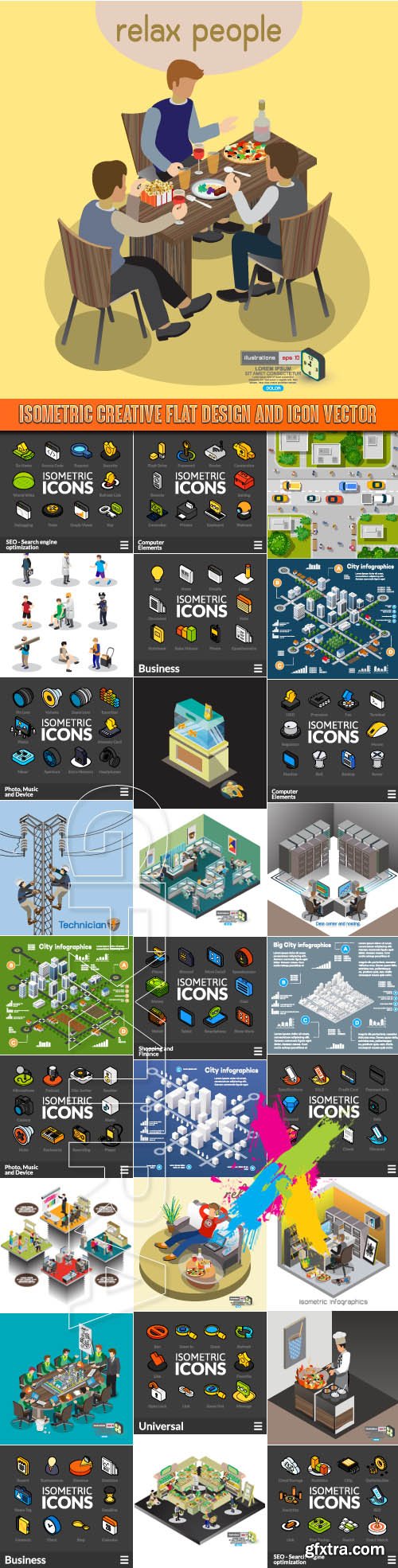 Isometric creative flat design and icon vector