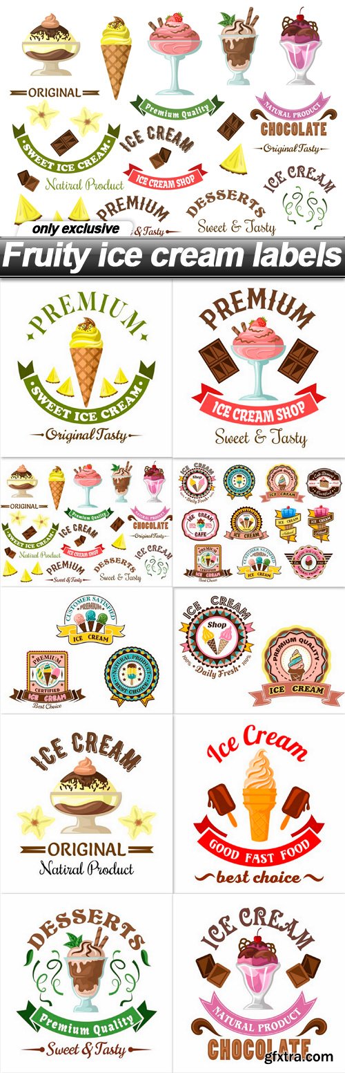 Fruity ice cream labels - 10 EPS