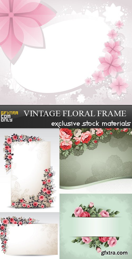 Vintage Floral Frame - 5 EPS