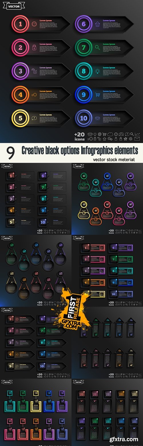 Creative black options Infographics elements