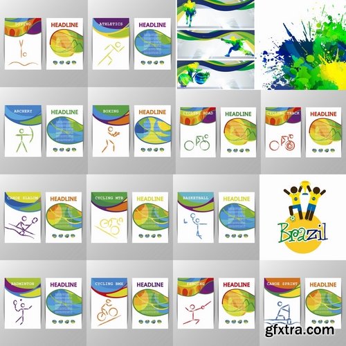 Collection Olympics Summer Games in Rio de Janeiro flyer banner background is 25 EPS