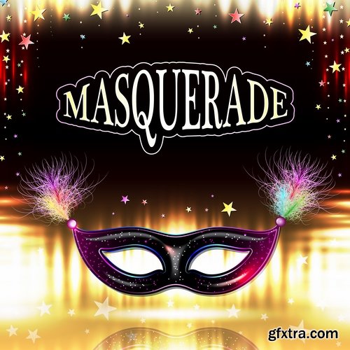 Collection brazil carnival show masquerade mask gift card 25 EPS