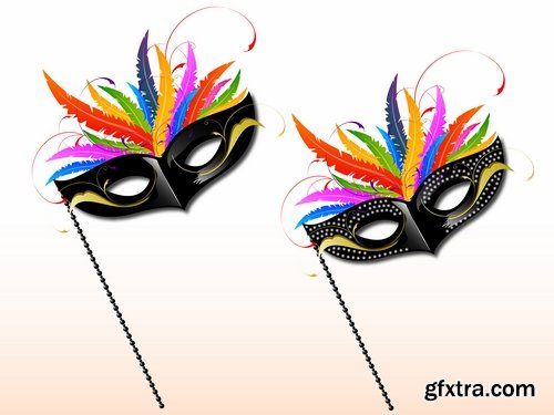 Collection brazil carnival show masquerade mask gift card 25 EPS