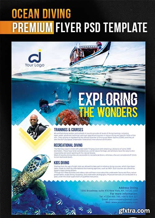 Ocean Diving V1 Flyer PSD Template + Facebook Cover