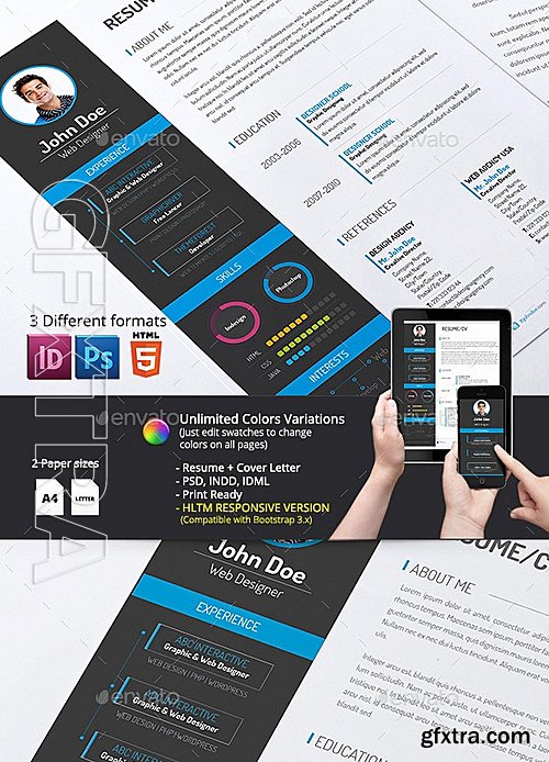 GraphicRiver - 2-Piece Resume CV with HTML Version 9105031