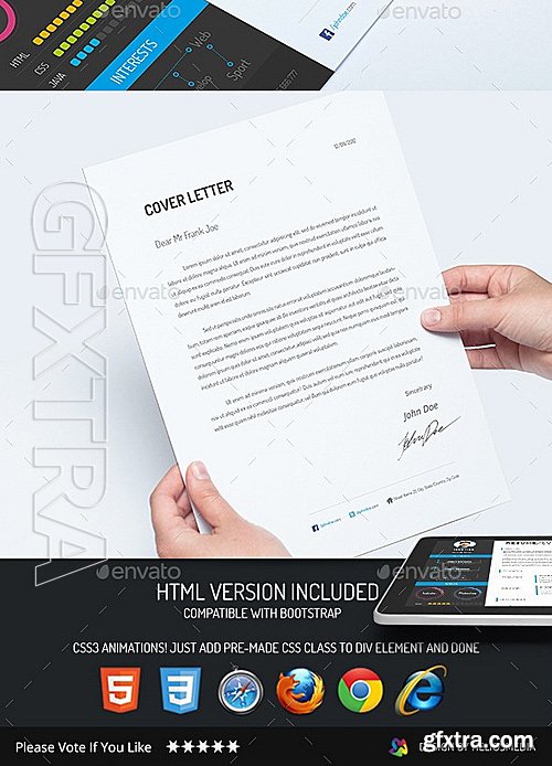 GraphicRiver - 2-Piece Resume CV with HTML Version 9105031