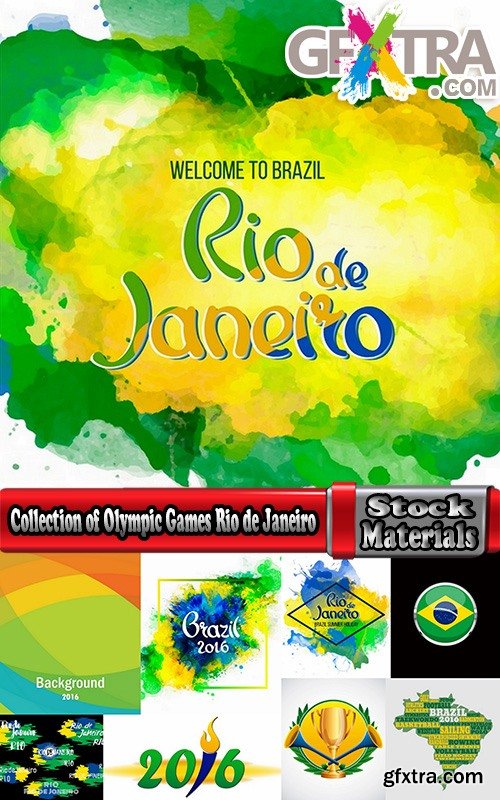 Collection of Olympic Games Rio de Janeiro 2016 background is background template gift card 25 EPS