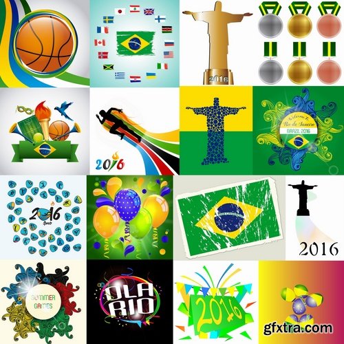 Collection of Olympic Games Rio de Janeiro 2016 background is background template gift card 25 EPS