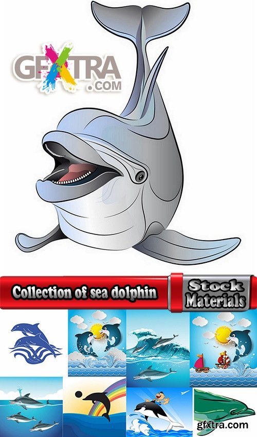 Collection of sea dolphin illustration for children's books 25 EPS