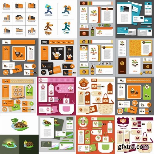 Collection of corporate business card sticker template flyer banner 25 EPS