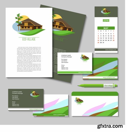 Collection of corporate business card sticker template flyer banner 25 EPS