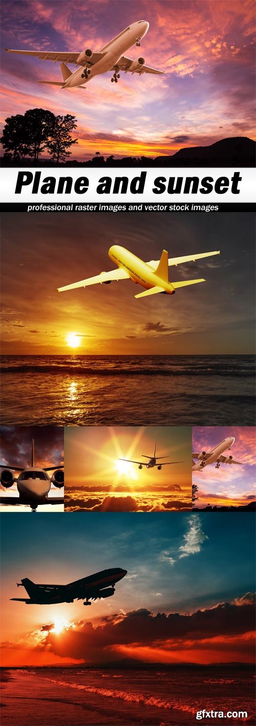 Plane and sunset - 5 UHQ JPEG