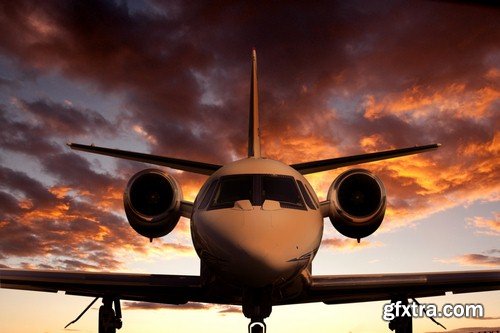 Plane and sunset - 5 UHQ JPEG