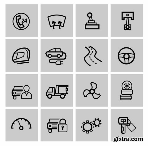 Collection of icon car theme vehicle spare part repair 25 EPS