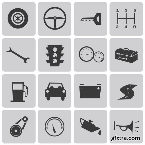 Collection of icon car theme vehicle spare part repair 25 EPS