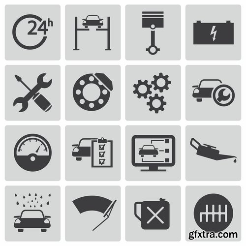 Collection of icon car theme vehicle spare part repair 25 EPS