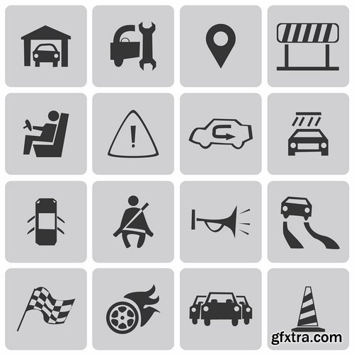 Collection of icon car theme vehicle spare part repair 25 EPS