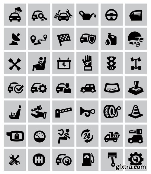 Collection of icon car theme vehicle spare part repair 25 EPS