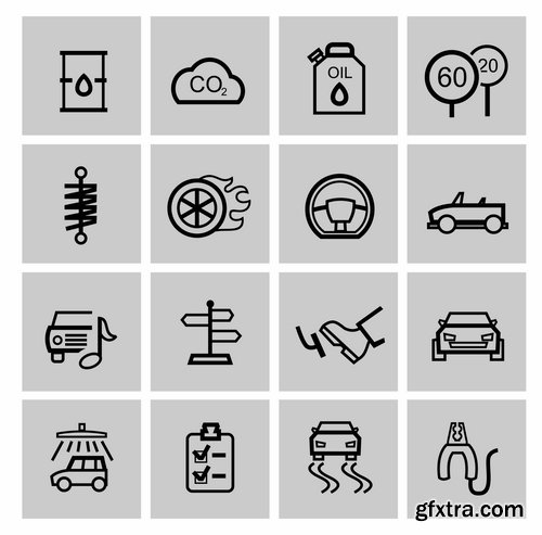 Collection of icon car theme vehicle spare part repair 25 EPS