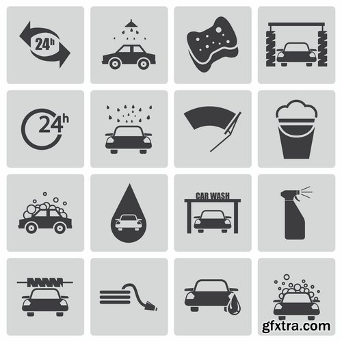 Collection of icon car theme vehicle spare part repair 25 EPS