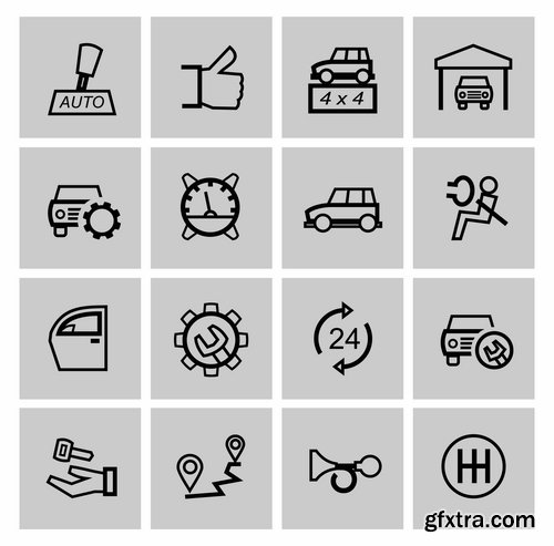 Collection of icon car theme vehicle spare part repair 25 EPS