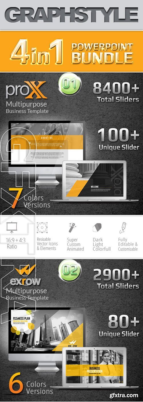 GraphicRiver - 4 in 1 Business PowerPoint Bundle 10356358