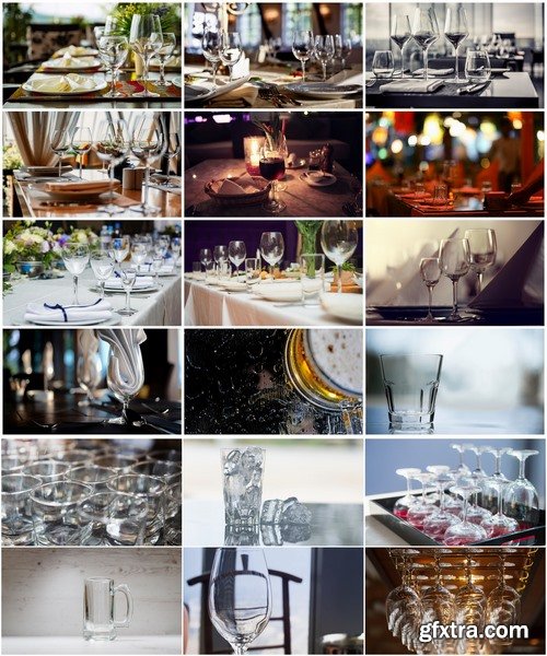 Collection of glass goblet glassware holiday banquet table setting 25 HQ Jpeg