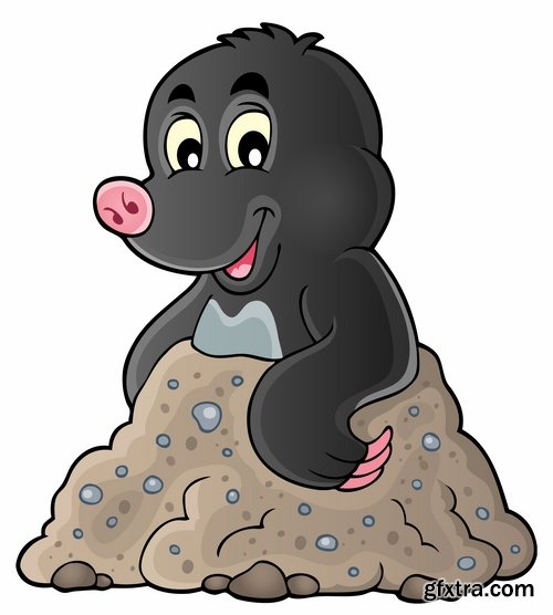 Collection mole cartoon character for children's book illustration 25 EPS