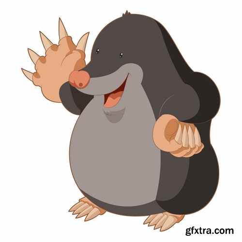 Collection mole cartoon character for children's book illustration 25 EPS