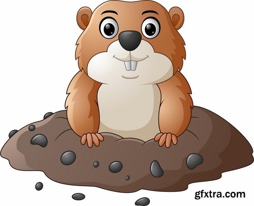 Collection mole cartoon character for children's book illustration 25 EPS