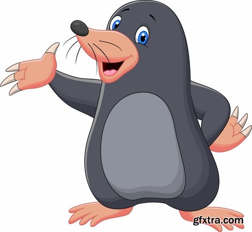 Collection mole cartoon character for children's book illustration 25 EPS
