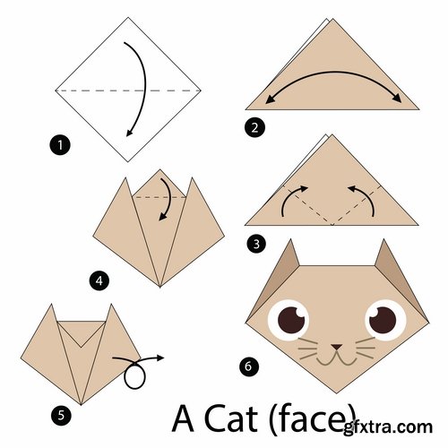 Collection of origami animal for cutting and folding paper 25 EPS