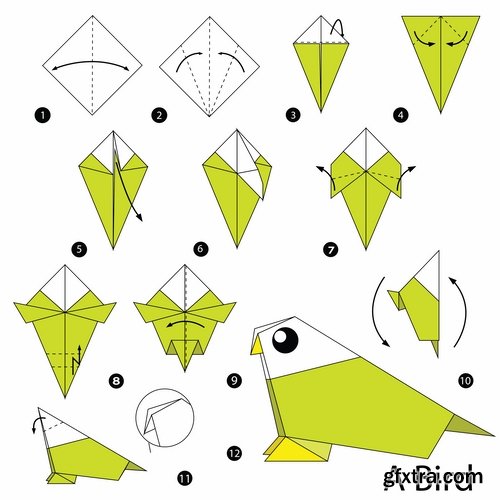 Collection of origami animal for cutting and folding paper 25 EPS