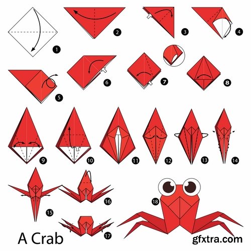 Collection of origami animal for cutting and folding paper 25 EPS