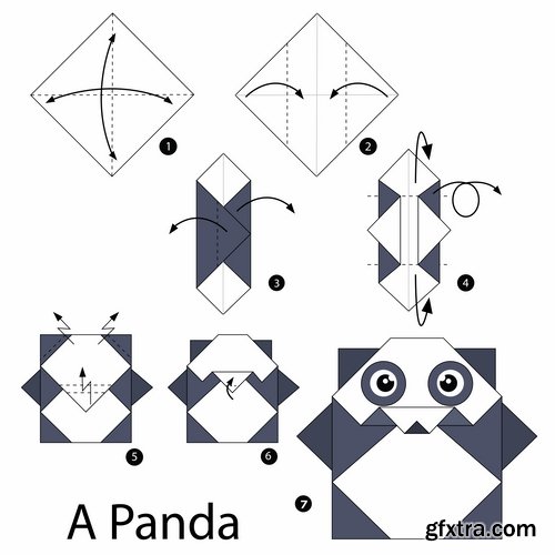 Collection of origami animal for cutting and folding paper 25 EPS