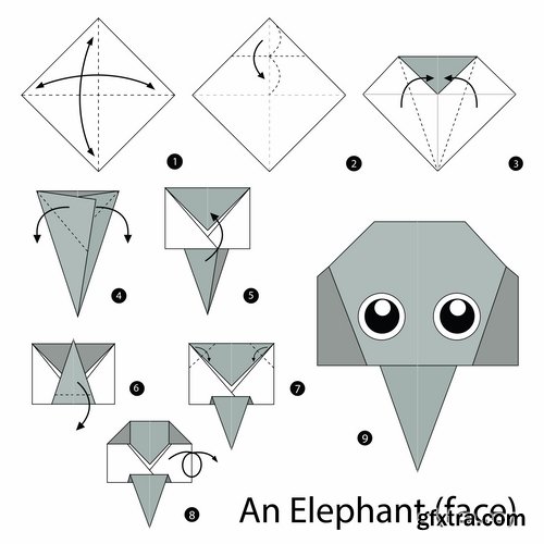 Collection of origami animal for cutting and folding paper 25 EPS