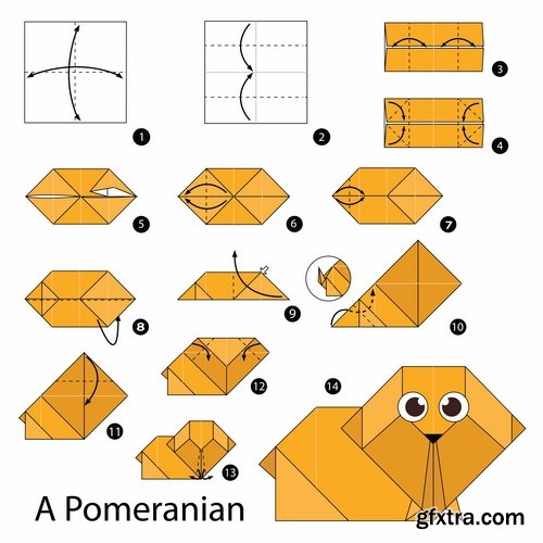 Collection of origami animal for cutting and folding paper 25 EPS